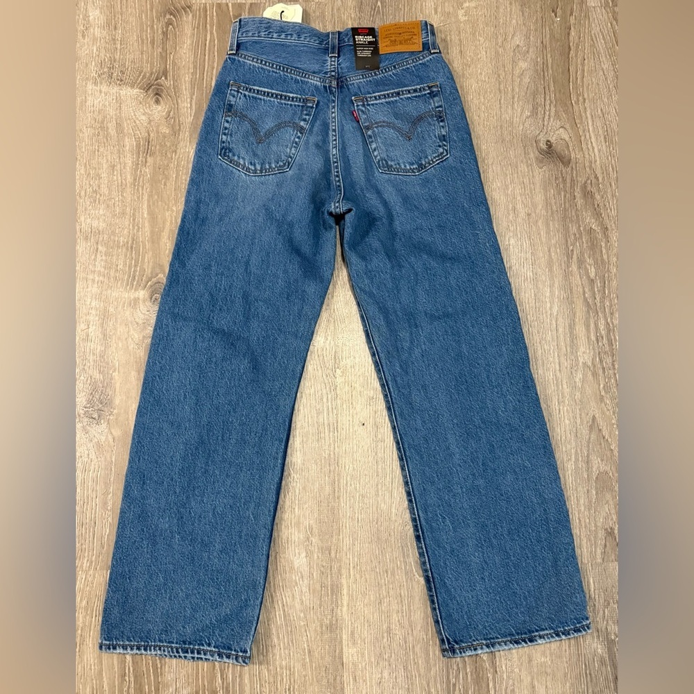 Levi’s Ribcage Straight Ankle Jeans Ultra High Rise Distressed Denim Medium Wash - Picture 9 of 11